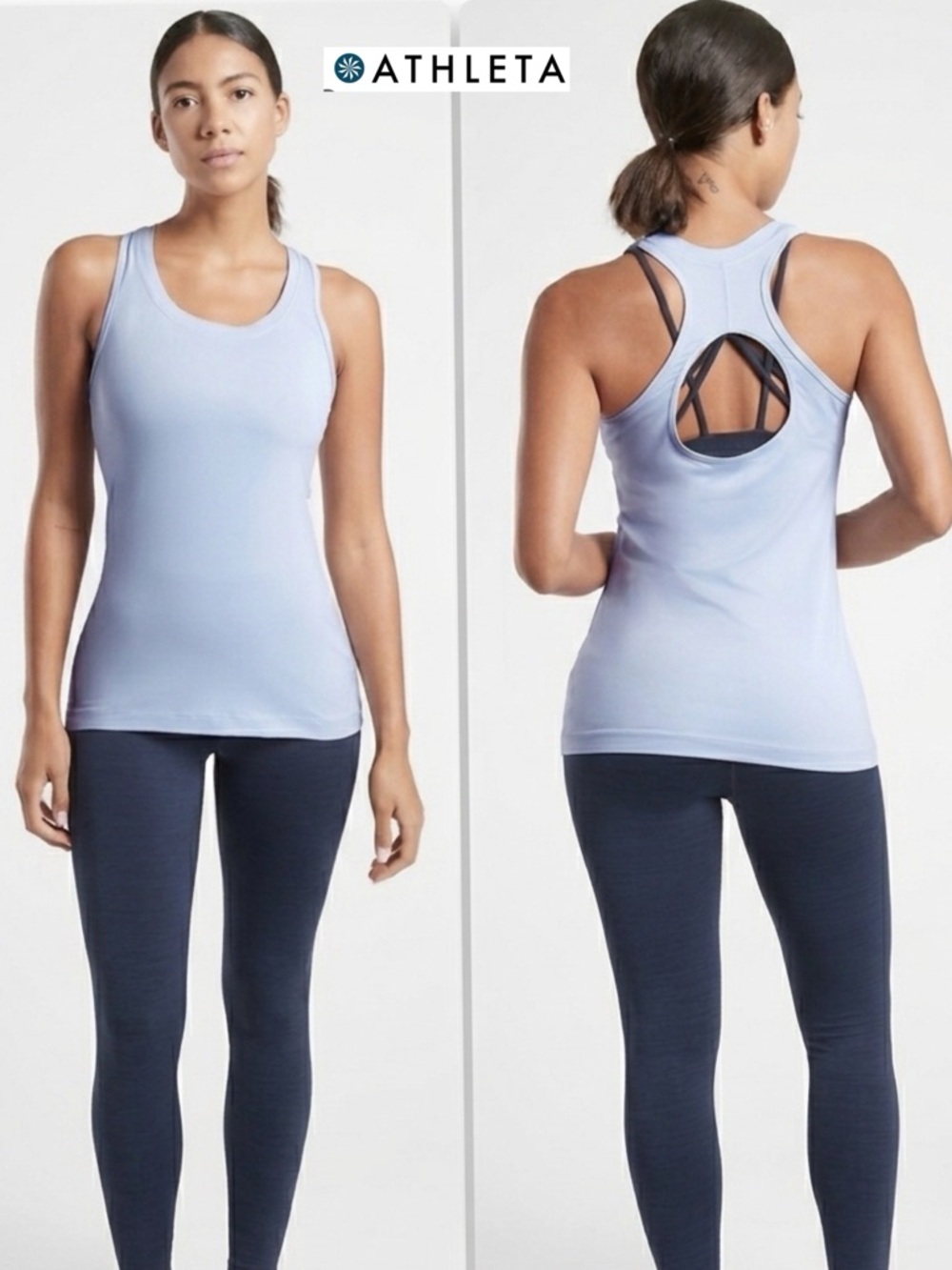 NWT Athleta Nitro Tank Top Serendipity Blue Size S Athletic KeyHole Yoga Run